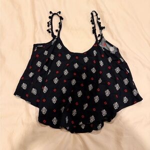 FARM Rio Black and Red Patterned Tank Crop Top